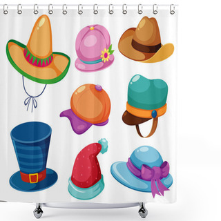 Personality  Hat Vector Set Shower Curtains