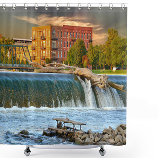 Personality  Driftwood Log On Dam Shower Curtains