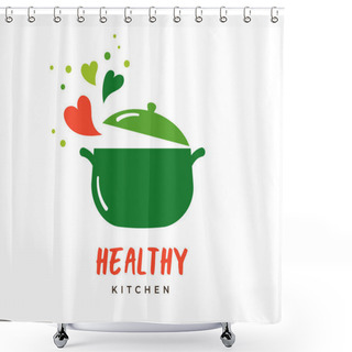 Personality  Food Love, Cooking Logo And Branding. Healthy, Vegan And Vegetarian Food Concept Design Shower Curtains