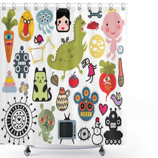 Personality  Mix Of Different Vector Images. Vol.27 Shower Curtains