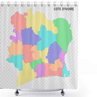 Personality  Isolated Colored Map Of Cote D'Ivoire With Borders Of The Regions Shower Curtains