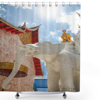 Personality  Beautiful Elephant Sculpture At Thai Temple Shower Curtains