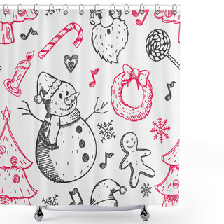 Personality  Sketchy Christmas Background Shower Curtains