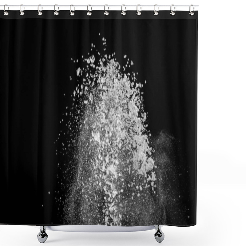 Personality  Burst Of White Powder With Flour And Sugar Creating A Beautiful Pattern Isolated On Black Background 2020 Shower Curtains