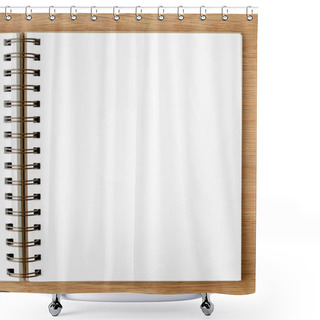 Personality  Blank White Ruled Notebook On A Wooden Table Shower Curtains
