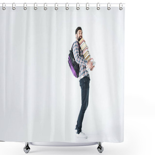Personality  Student With Pile Of Books Shower Curtains