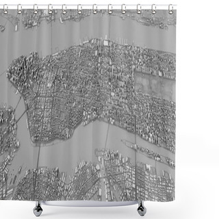 Personality  Satellite View Of New York City, Map, 3d Buildings, 3d Rendering. Streets And Skyscraper Of Manhattan Shower Curtains