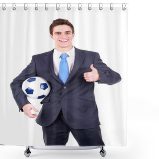 Personality  Businessman With Soccer Ball Shower Curtains