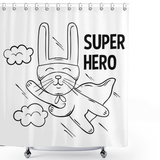 Personality  Superhero Cute White Rabbit Flies Shower Curtains