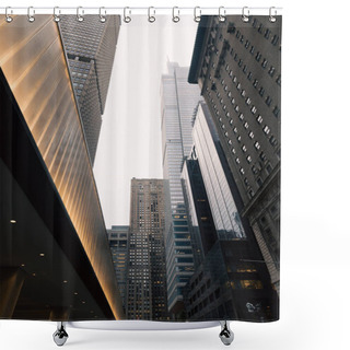 Personality  Low Angle View Of Illuminated Entrance Near Buildings On New York City Street Shower Curtains