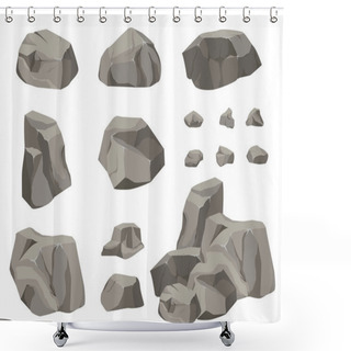 Personality  Rock Stone Set Cartoon. Shower Curtains