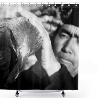 Personality  Mongolian Man With Eagle Shower Curtains