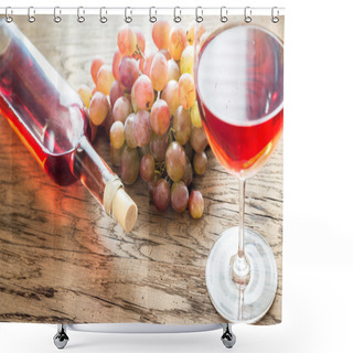 Personality  Glass Of Rose Wine With Bunch Of Grape Shower Curtains