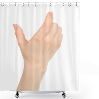 Personality  Woman Hand With Gesture Like Enlarging The Picture On Tablet PC  Shower Curtains