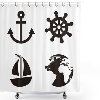 Personality  Nautical Elements Shower Curtains