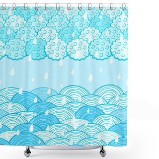 Personality  Seamless Water Wave Pattern Shower Curtains
