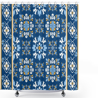 Personality  Knitted Embroidery.geometric Ethnic Oriental Pattern Traditional Background.Aztec Style Abstract Vector Illustration.design For Texture,fabric,clothing,wrapping,carpet,decoration,print.boho Style. Shower Curtains