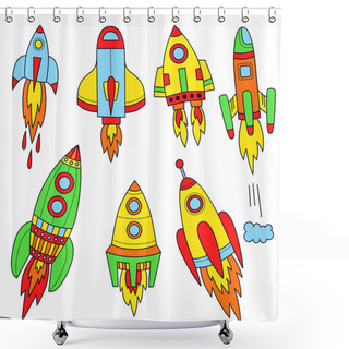 Personality  Colorful Rockets Set Shower Curtains