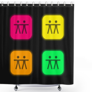 Personality  Apple Four Color Glowing Neon Vector Icon Shower Curtains