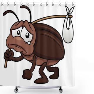 Personality  Cockroach Cartoon Get Out Shower Curtains