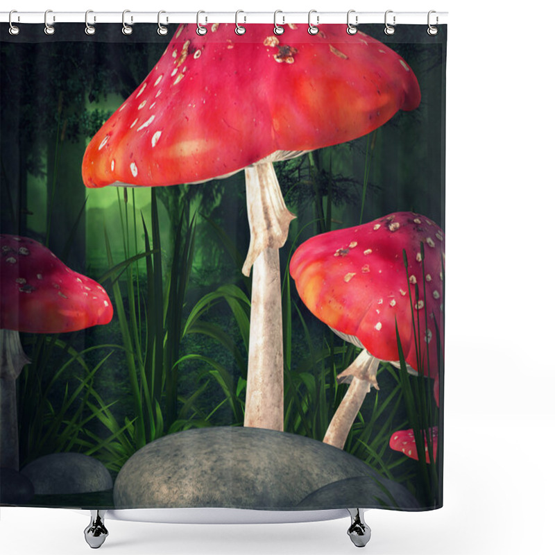 Personality  Mushrooms Premade Background Shower Curtains