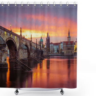 Personality  Colourful Dawn At The Charles Bridge In Prague.  Shower Curtains