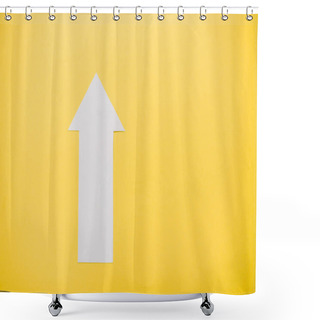Personality  Top View Of White Arrow Isolated On Yellow With Copy Space  Shower Curtains