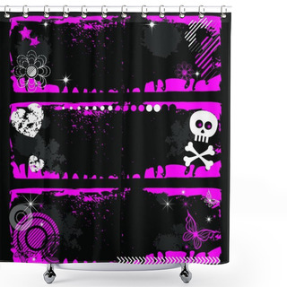 Personality  A Set Of Three Modern Emo Banners Shower Curtains