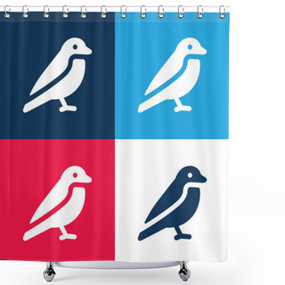 Personality  Bird Blue And Red Four Color Minimal Icon Set Shower Curtains