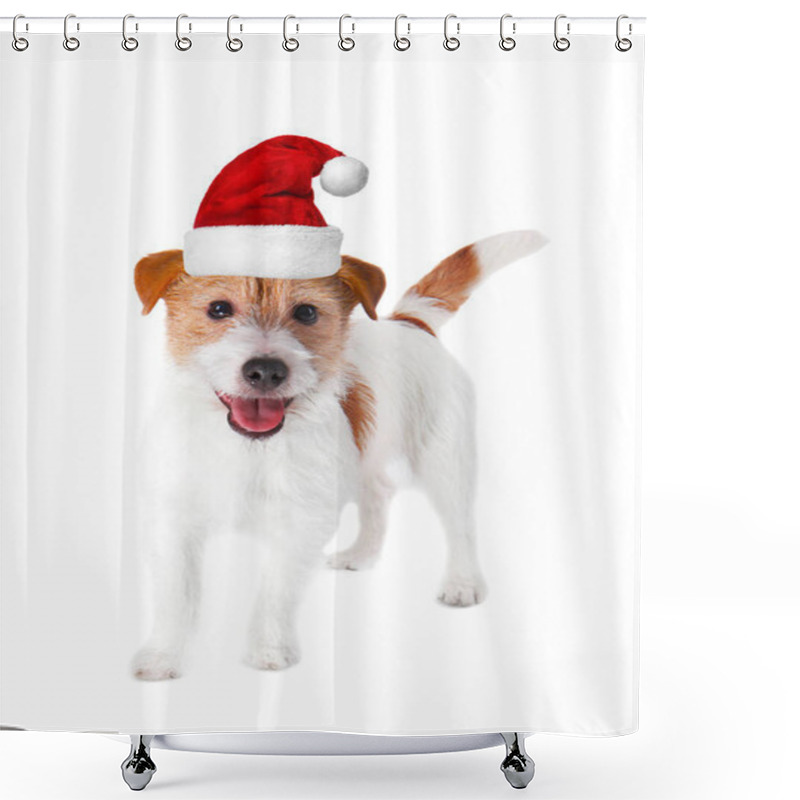 Personality  dog in Santa hat shower curtains