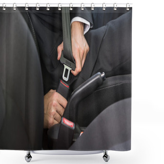 Personality  Man Fastening Seat Belt Shower Curtains