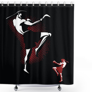 Personality  Kickboxer Illustration Shower Curtains