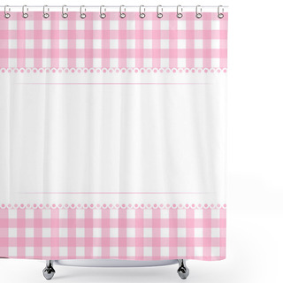 Personality  Vector Blank Template Layout White Lace Stripe On Pink Checkered Background Illustration Shower Curtains