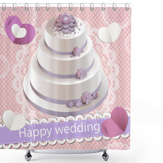 Personality  Wedding Invitation With A Cake Shower Curtains
