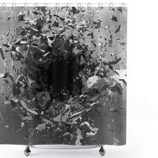 Personality  Dark Explosion Hole Of Concrete Old Wall Shower Curtains