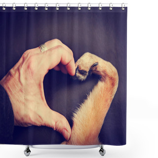 Personality  Person And Dog Making Heart Shape Shower Curtains