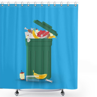 Personality  A Full Garbage Can With Waste Shower Curtains