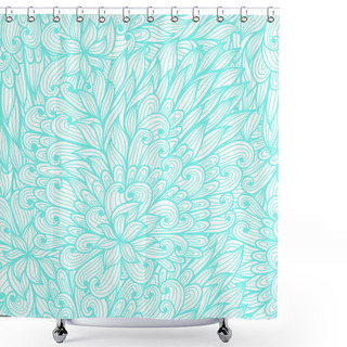 Personality  Seamless Floral Vintage Blue Doodle Pattern Shower Curtains