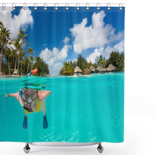Personality  Woman Snorkeling Shower Curtains
