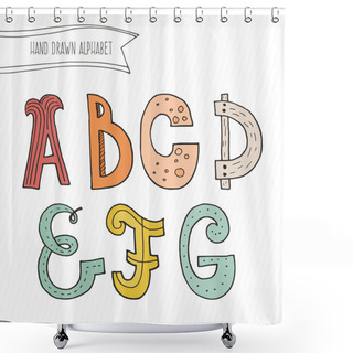 Personality  Hand Drawn Alphabet For Kids Shower Curtains
