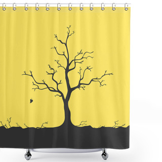 Personality  Tree Without Leaves Vector Illustration Shower Curtains