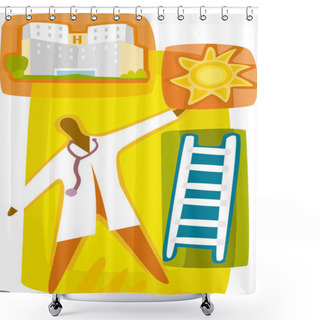 Personality  A Doctor Climbing Up The Ladder Towards A Bright Career At A Hos Shower Curtains