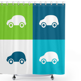 Personality  Black Car Flat Four Color Minimal Icon Set Shower Curtains