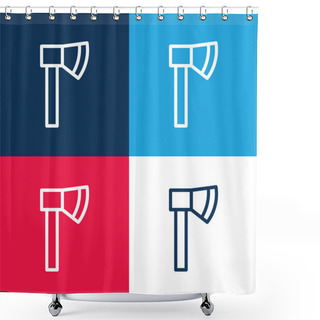 Personality  Axe Blue And Red Four Color Minimal Icon Set Shower Curtains