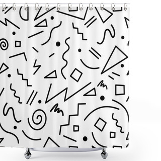Personality  Retro 80s Seamless Pattern In Black And White Shower Curtains