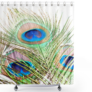Personality  Peacock Feather On White Shower Curtains