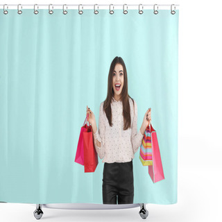 Personality  Young Woman With Shopping Bags Shower Curtains