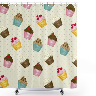 Personality  Cup Cakes Pattern Shower Curtains