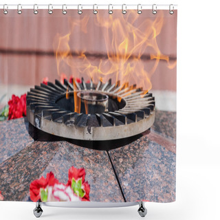 Personality  Eternal Flame And Flowers In Memory Of The Victory In The Great Shower Curtains