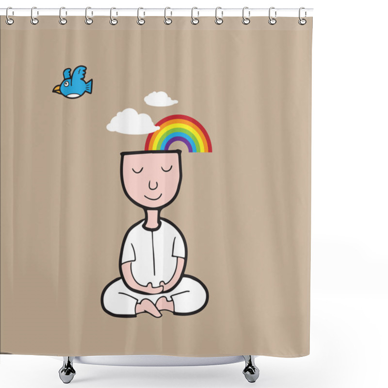Personality  Man Meditation Rainbow Cloud Shower Curtains